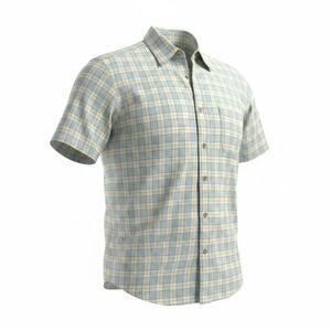 Woolrich Plaid Button Down Shirt Mens M Yellow Blue Short Sleeve Outdoor